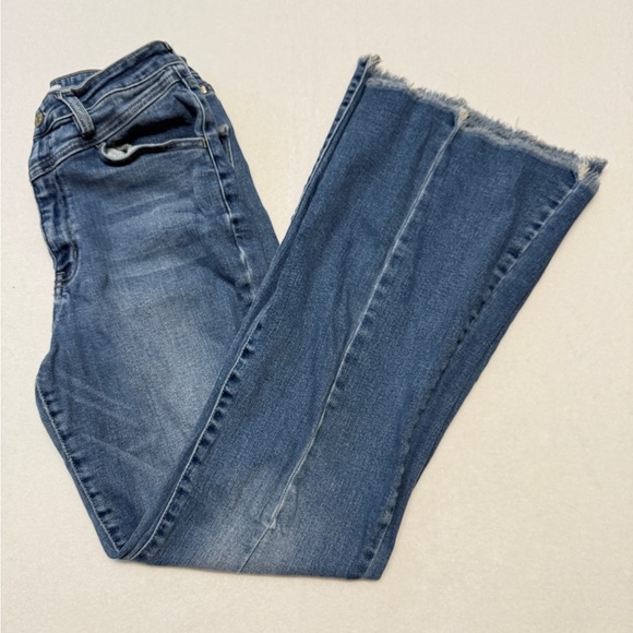 KanCan Size 11 Distressed Blue Flare Jeans - Picture 1 of 4
